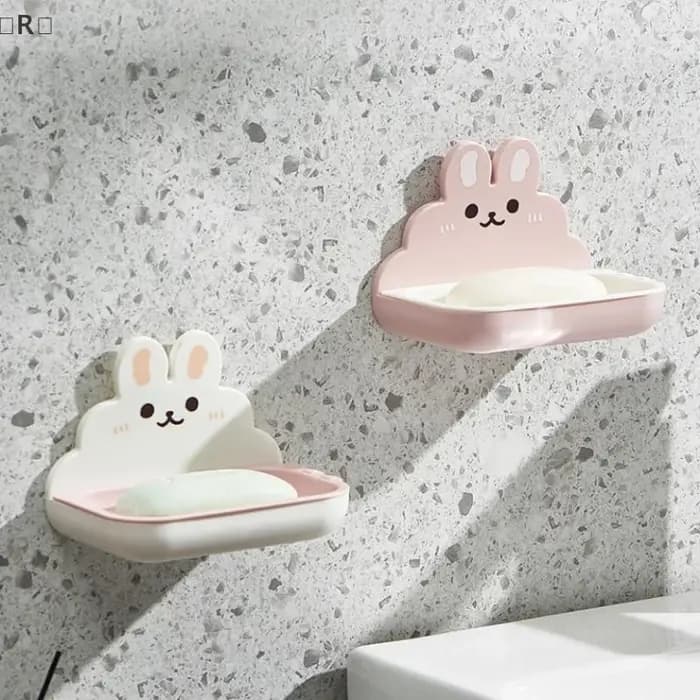 MaveraR mignon lapins savon support de la boîte mural sans poinçon Double couche vidange rapide savons mallette de