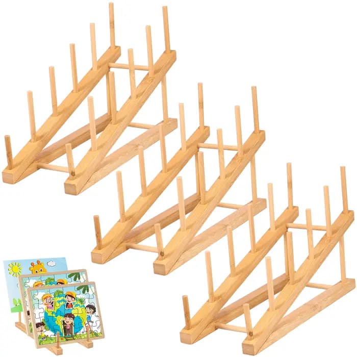 Étagère de rangement en bois pour puzzle