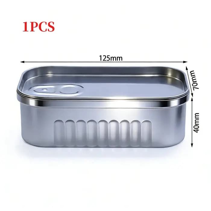 Boîte de rangement en forme de boîte de conserve de sardines, en métal portable, avec couvercle, pou