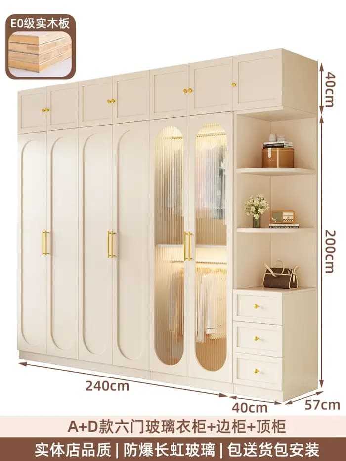 Organisateur De rangement armoire De luxe placard en bois massif armoire vitrine en verre Armario Armable De Ropa meubles chambre