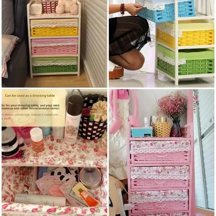 Armoire de rangement tissée en paille classique