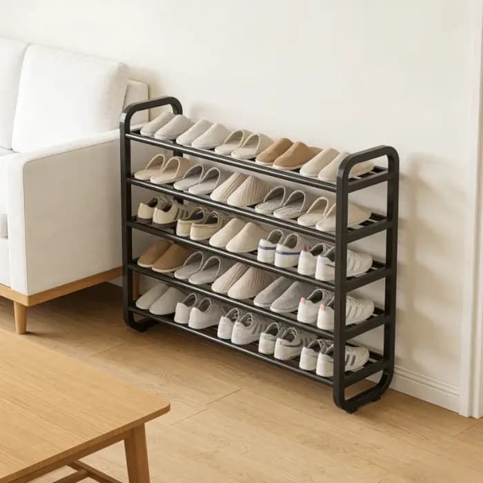 Étagère à chaussures en métal à 5 niveaux - Peut contenir 18 paires