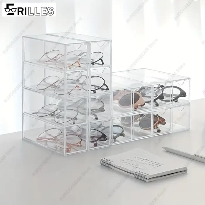Boîte de présentation de lunettes en acrylique transparent