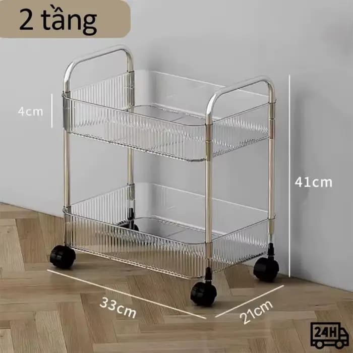 Étagère de rangement transparente à plusieurs niveaux avec roulettes, chariot de rangement premium,