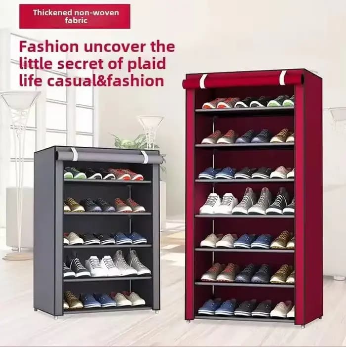 Meuble de rangement pour chaussures avec housse anti-poussière en tissu, grande armoire de rangement pour placard, chambre et entrée