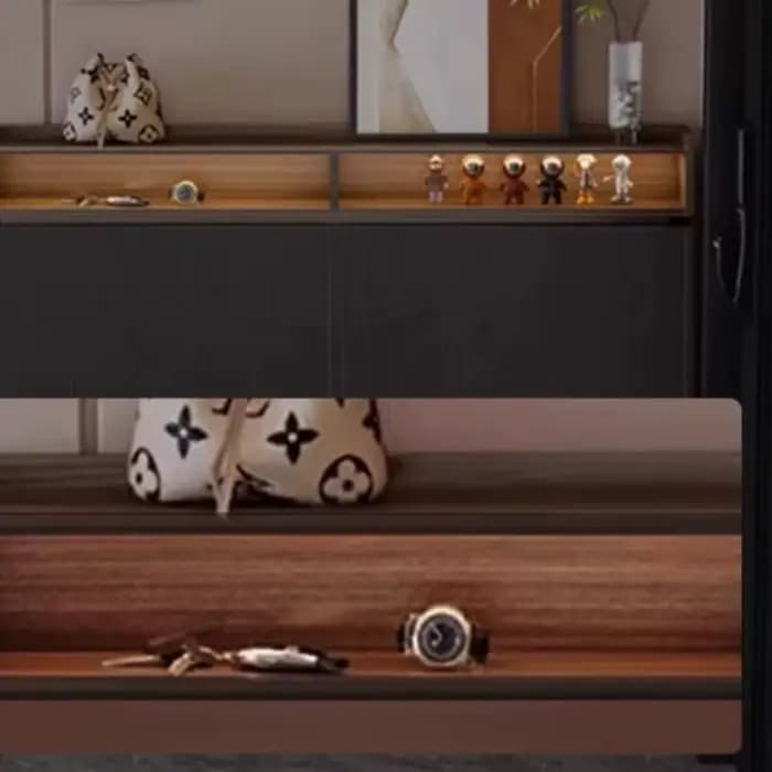 Meuble à chaussures fin en bois fermé pour entrée de salon