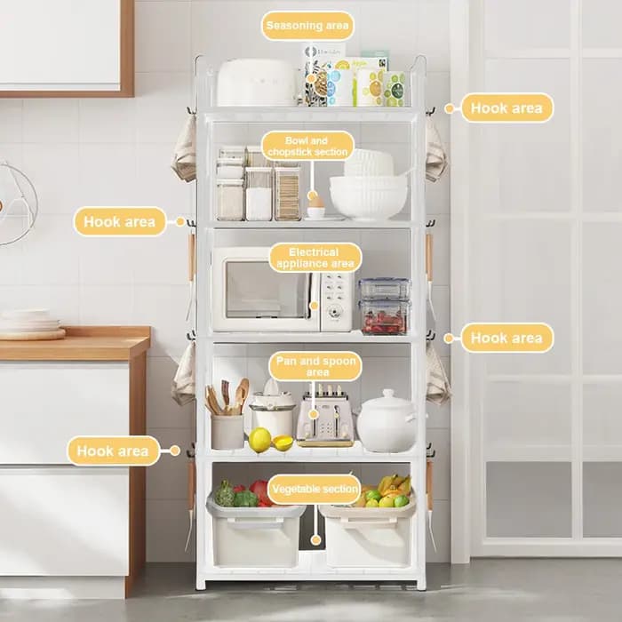 Étagère de rangement à 5 niveaux, capacité de 66 lb, étagère sur pied réglable pour cuisine, garde-manger, placard, salle de bain, garage à linge