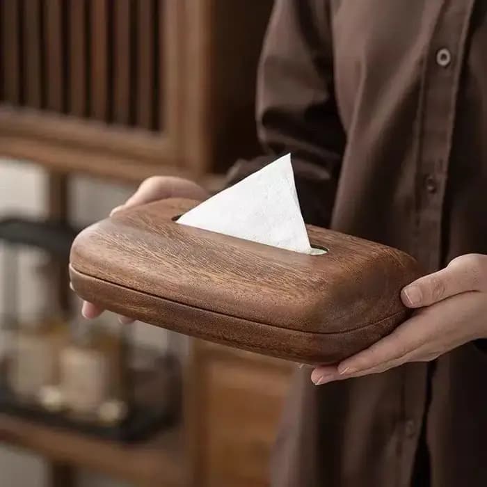 Couvercle de boîte à mouchoirs en noyer – Design vintage moderne