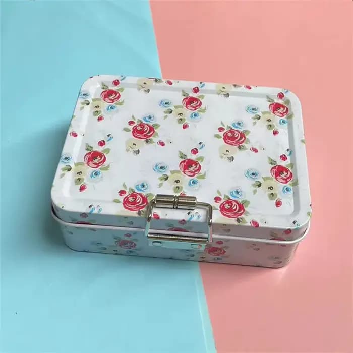 Boîte de rangement en métal vintage avec couvercle – Boîte à biscuits et bonbons durable, organisate