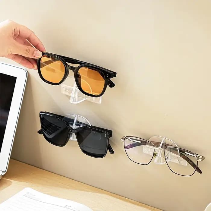 Étagère de rangement murale transparente pour lunettes de soleil sans poinçon