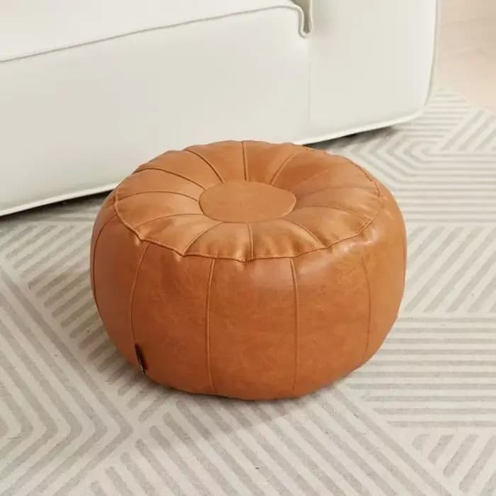Pouf de rangement minimaliste antidérapant en similicuir, non rembourré, à remplir de vêtements, ban