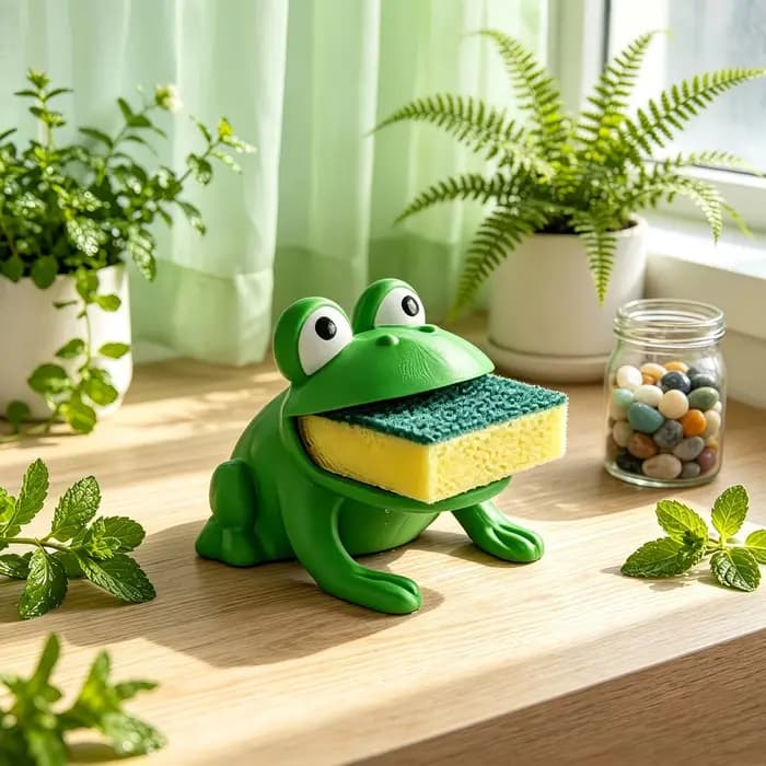 1 support de rangement en forme de grenouille pour éponges