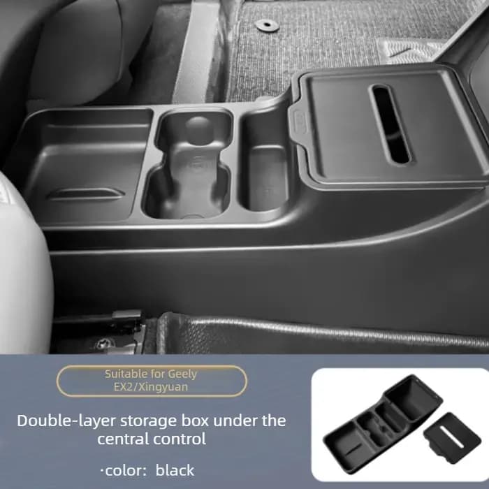 Boîte de rangement double couche pour console centrale Geely EX2/Xingyuan 2025-26