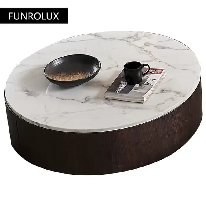 Table à thé ronde en marbre, meuble TV, rangement pour la maison, salon, minimaliste moderne, luxe doux