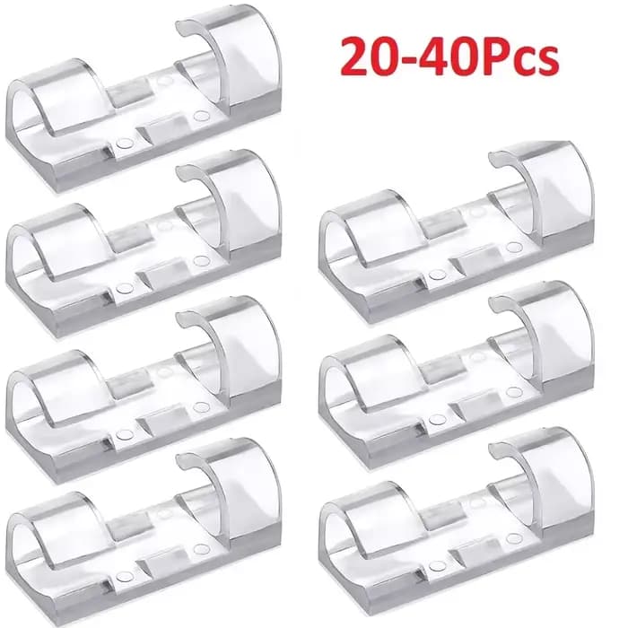 Clips de rangement de câbles pour la gestion des câbles, support de fil et enrouleur de bobine de câble de données de chargement USB avec crochets muraux, 20/40 pièces