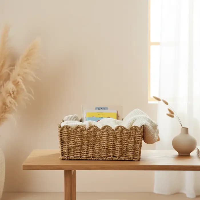 Panier de rangement polyvalent en osier grande capacité en corde de papier pour l'organisation de la chambre et du salon