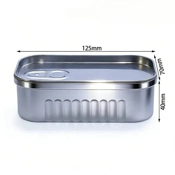Boîte de rangement en forme de boîte de conserve de sardines, en métal portable, avec couvercle, pou