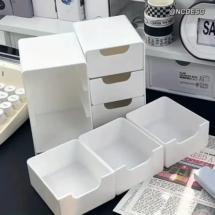 Boîte de rangement de cosmétiques en plastique à 3 niveaux