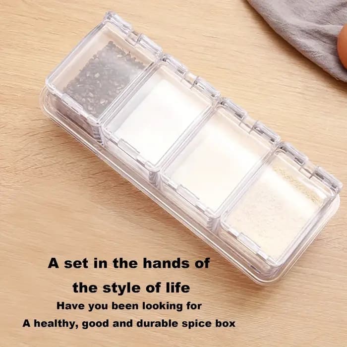 Boîte d'assaisonnement transparente de cuisine à 4 grilles