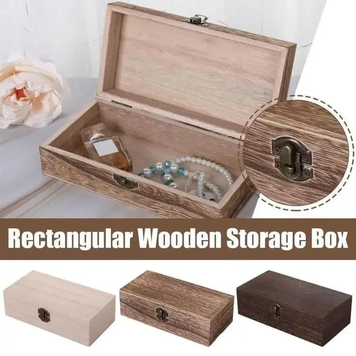 Boîte de rangement rectangulaire en bois vintage