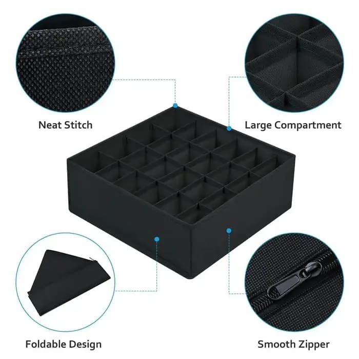Boîte de rangement pour sous-vêtements et caleçons, compartimentée, organisateur de rangement de type tiroir pour la maison, séparateur pour chaussettes et accessoires