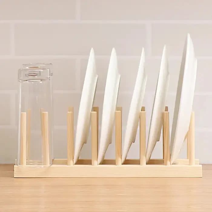 Égouttoir de rangement DIY en bambou pour assiettes