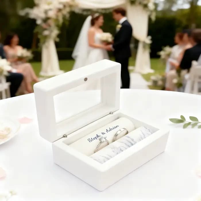 Support de boîte à bagues de mariage personnalisé