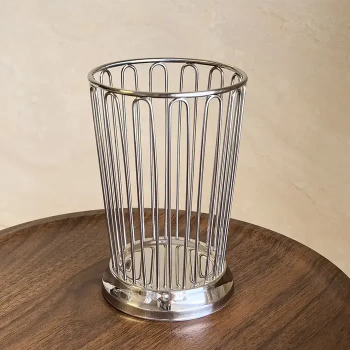 Boîte de rangement cylindrique en acier inoxydable pour bureau