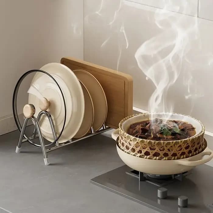 Support de rangement pour couvercle de casserole en acier inoxydable