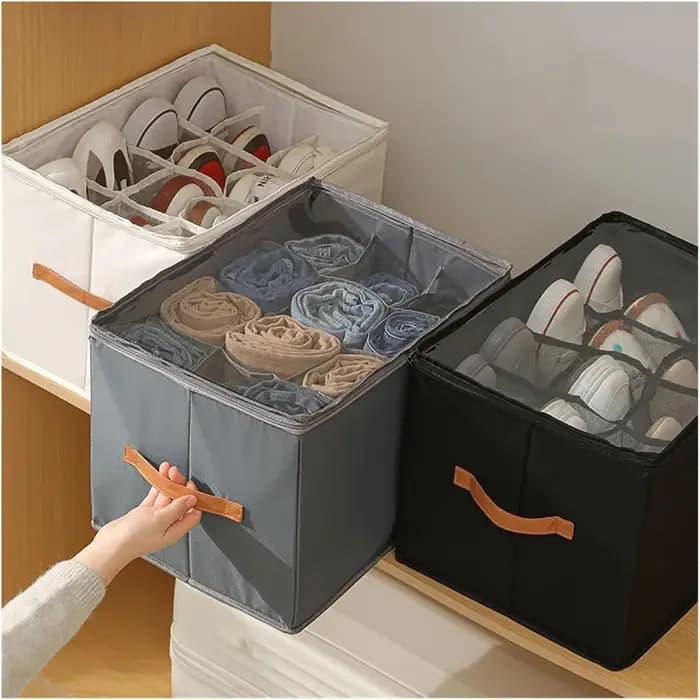 Boîte de rangement pliable pour chaussures avec couvercle