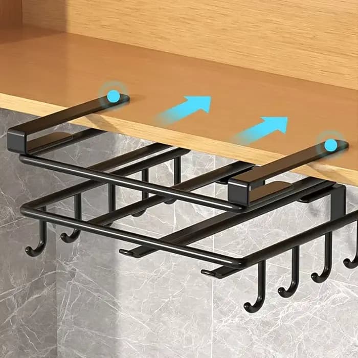 Étagère de rangement suspendue pour cuisine avec crochets sous l'armoire