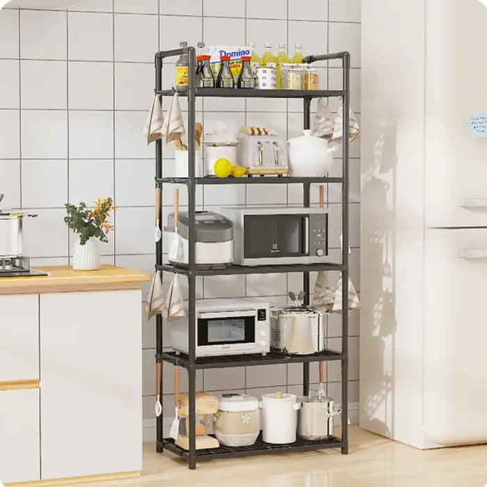 1 ensemble d'étagères de cuisine multi-niveaux du sol au plafond