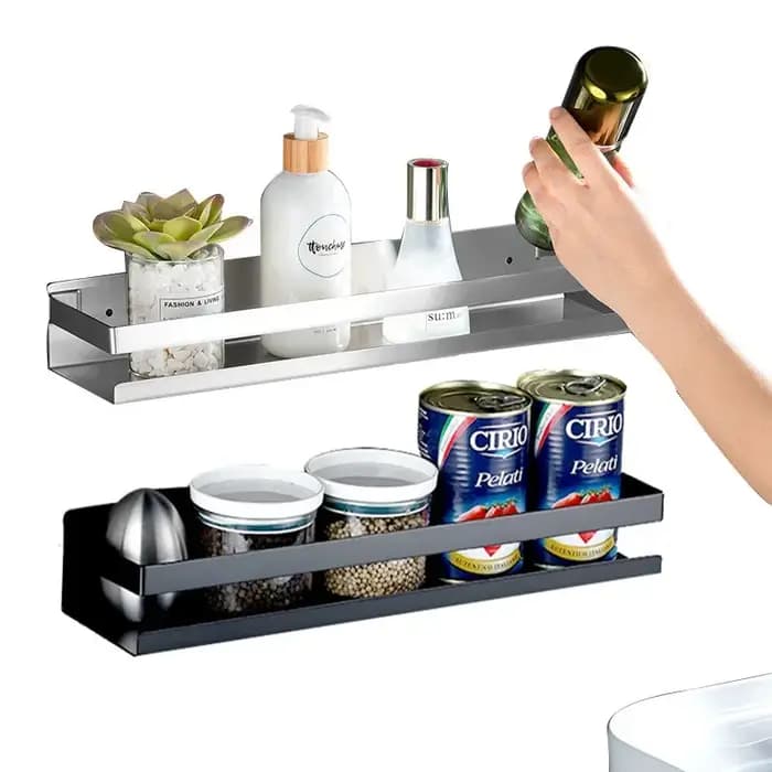 Étagère flottante murale de cuisine suspendue en acier inoxydable