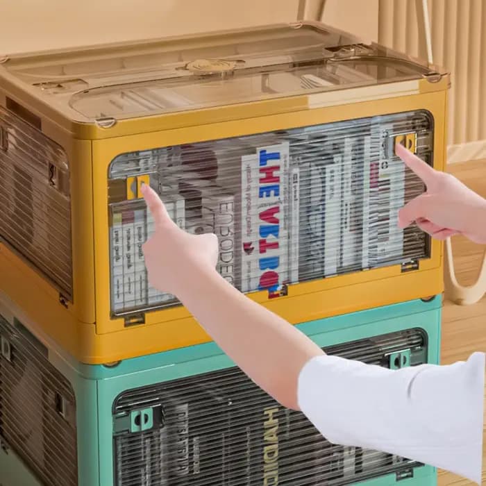 Boîte de rangement pliable avec 5 portes ouvertes