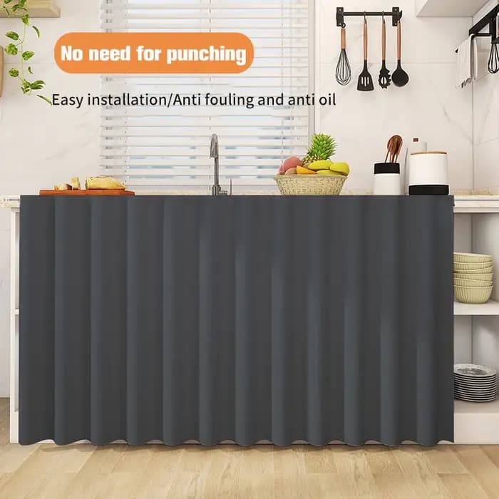 Ins court armoires de cuisine rideau auto-adhésif couverture plaine ombre