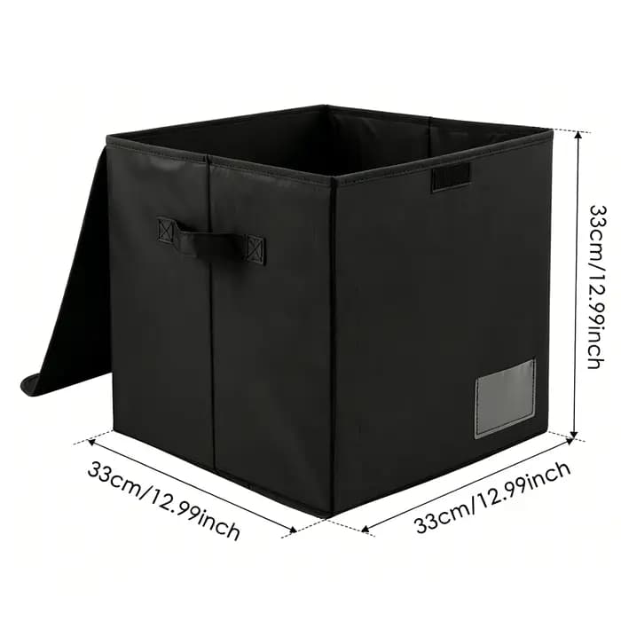 Boîte de rangement pour disques vinyles avec poignée et emplacement pour étiquette, étanche, pliable