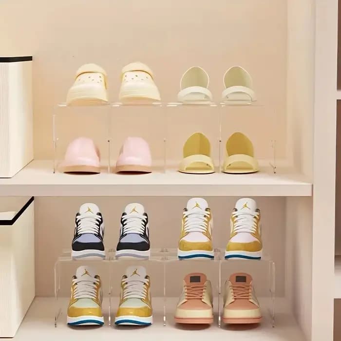4 grilles dispositif de rangement de chaussures étagère permet de gagner de l'espace boîte