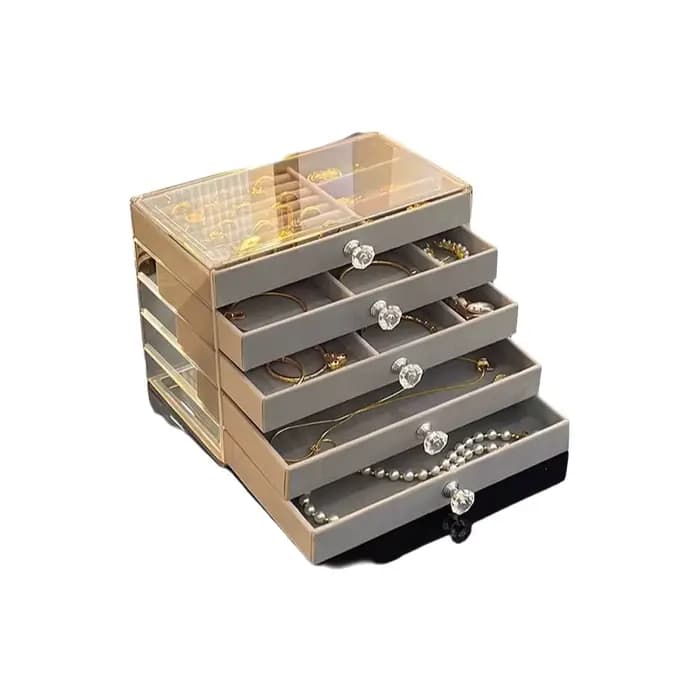 Boîte de rangement à bijoux haut de gamme de style tiroir