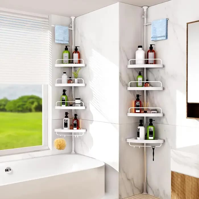 Étagère d'angle de douche télescopique réglable sans perçage pour salle de bain