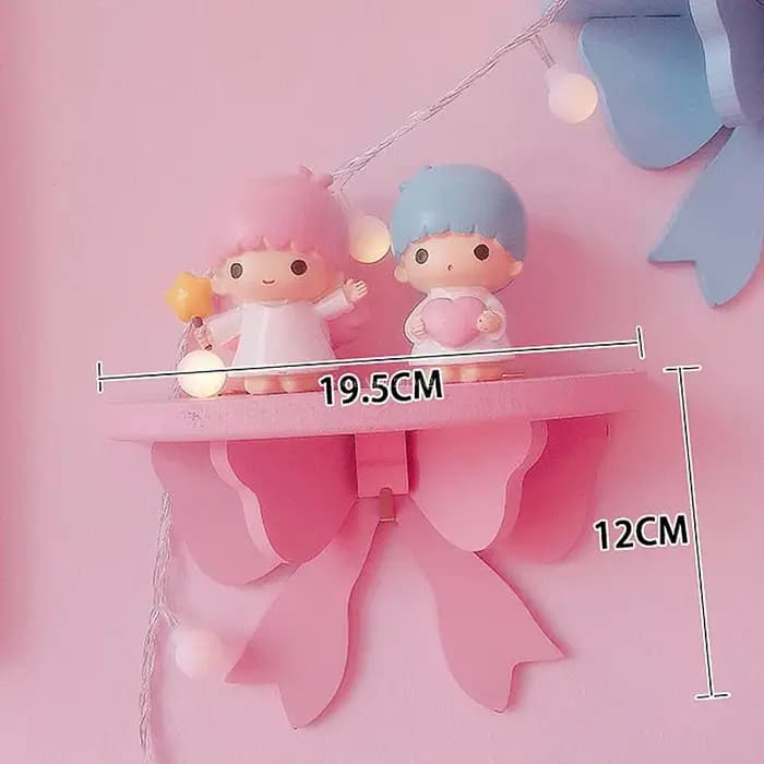 Étagères de chambre à coucher à nœud rose Kawaii japonais, rangement mural en bois cosmétique, décoration de chambre à cœur girly T1, étagère murale