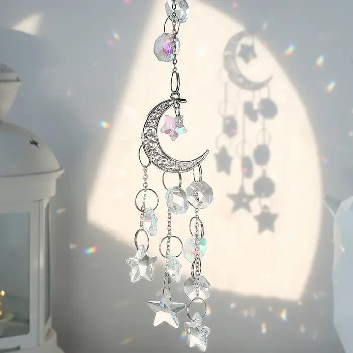 attrappe reve cristal carillon à vent deco maison attrape soleil lune capteur de soleil cristal deco