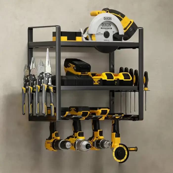 Étagère murale robuste à 3 niveaux pour outils
