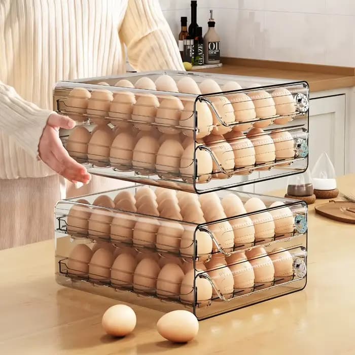 Porte-œufs pour organisateur de tiroir de réfrigérateur avec échelle de temps