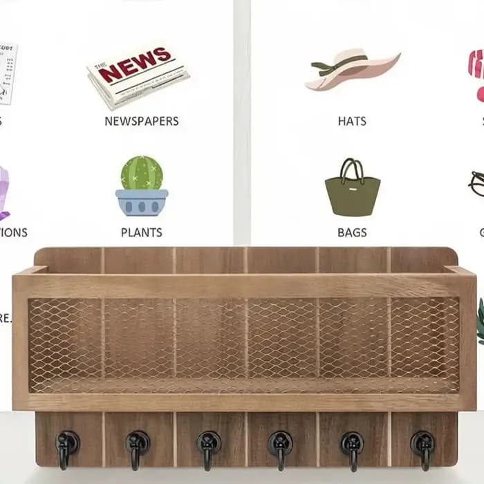 Étagères de rangement en bois pour vêtements et chapeaux