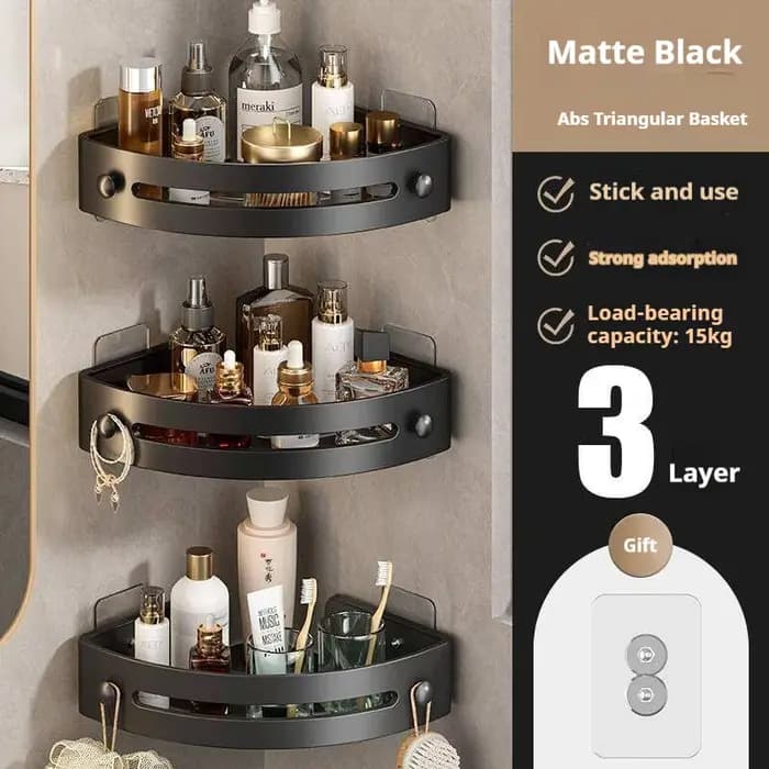 Étagère d'angle murale sans perçage pour salle de bain