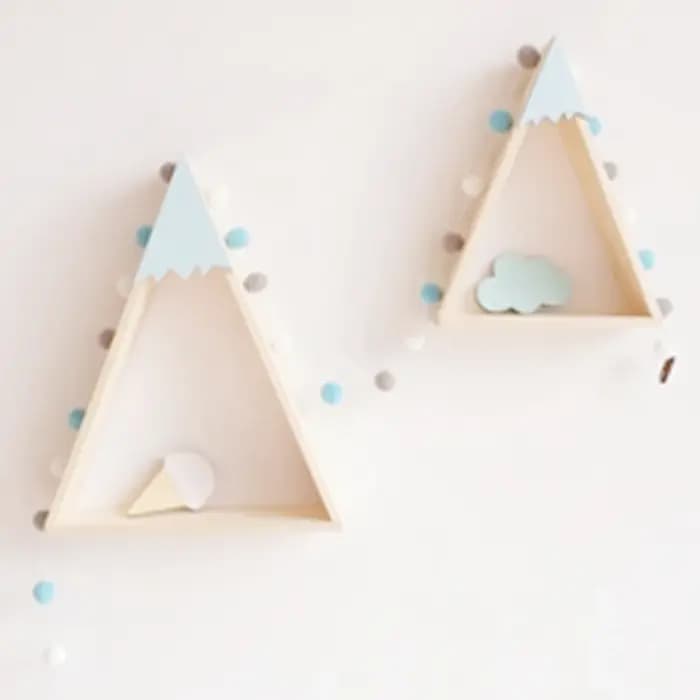 2 pièces/ensemble décor à la maison Style nordique pour chambre de bébé étagère murale bois neige montagne