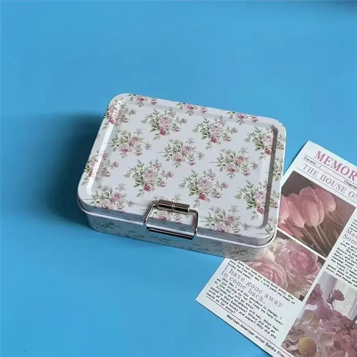 Boîte de rangement en métal vintage avec couvercle – Boîte à biscuits et bonbons durable, organisate