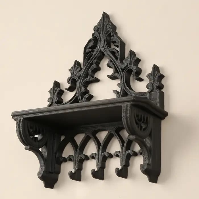 Étagère gothique sculptée transfrontalière avec crochets pour décoration murale de style sombre