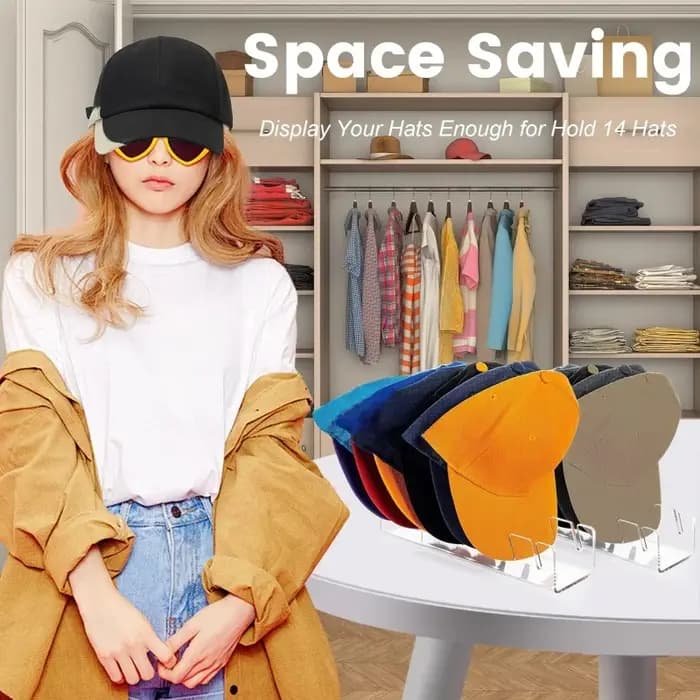 Support de rangement pour casquettes en acrylique avec fentes