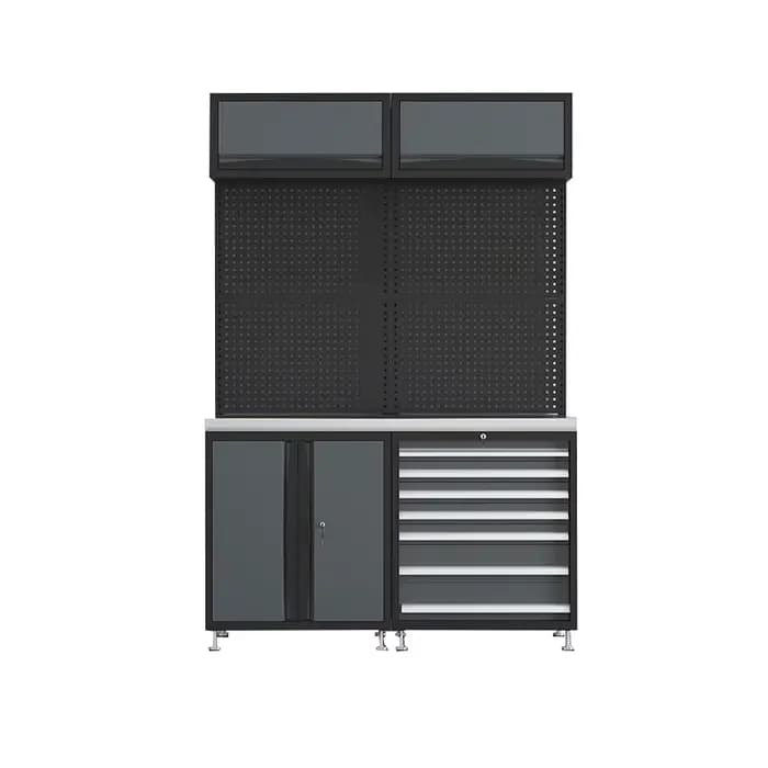 Établi de garage avec armoire de rangement d'outils pour atelier